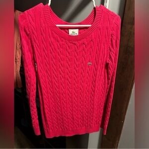 Lacoste Women's Pink Cable Knit Sweater